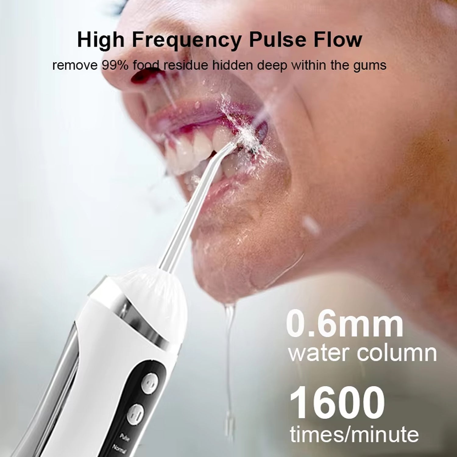 FloziWash Handheld Water Flosser 1600 Pulses 200ml Portable Oral Irrigator