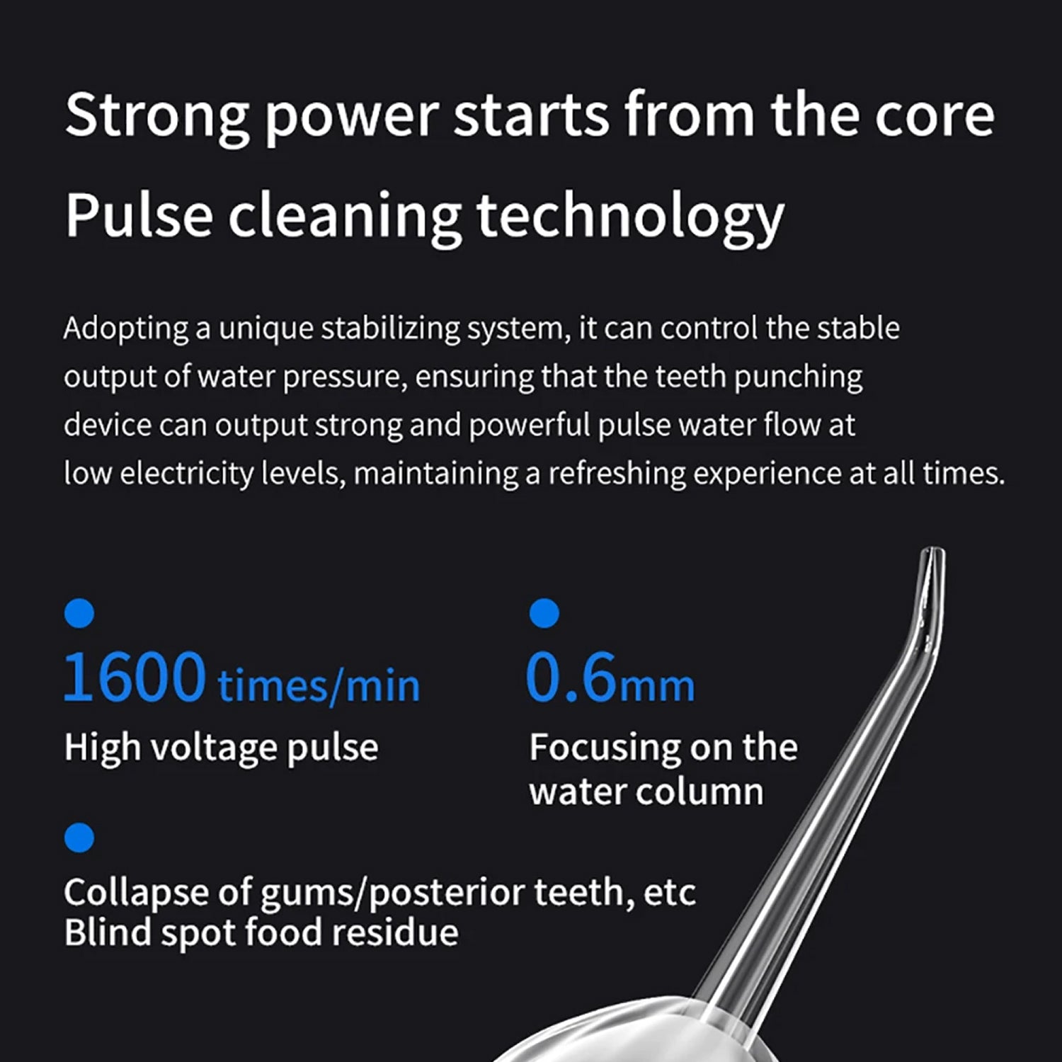 FloziWash Handheld Water Flosser 1600 Pulses 200ml Portable Oral Irrigator