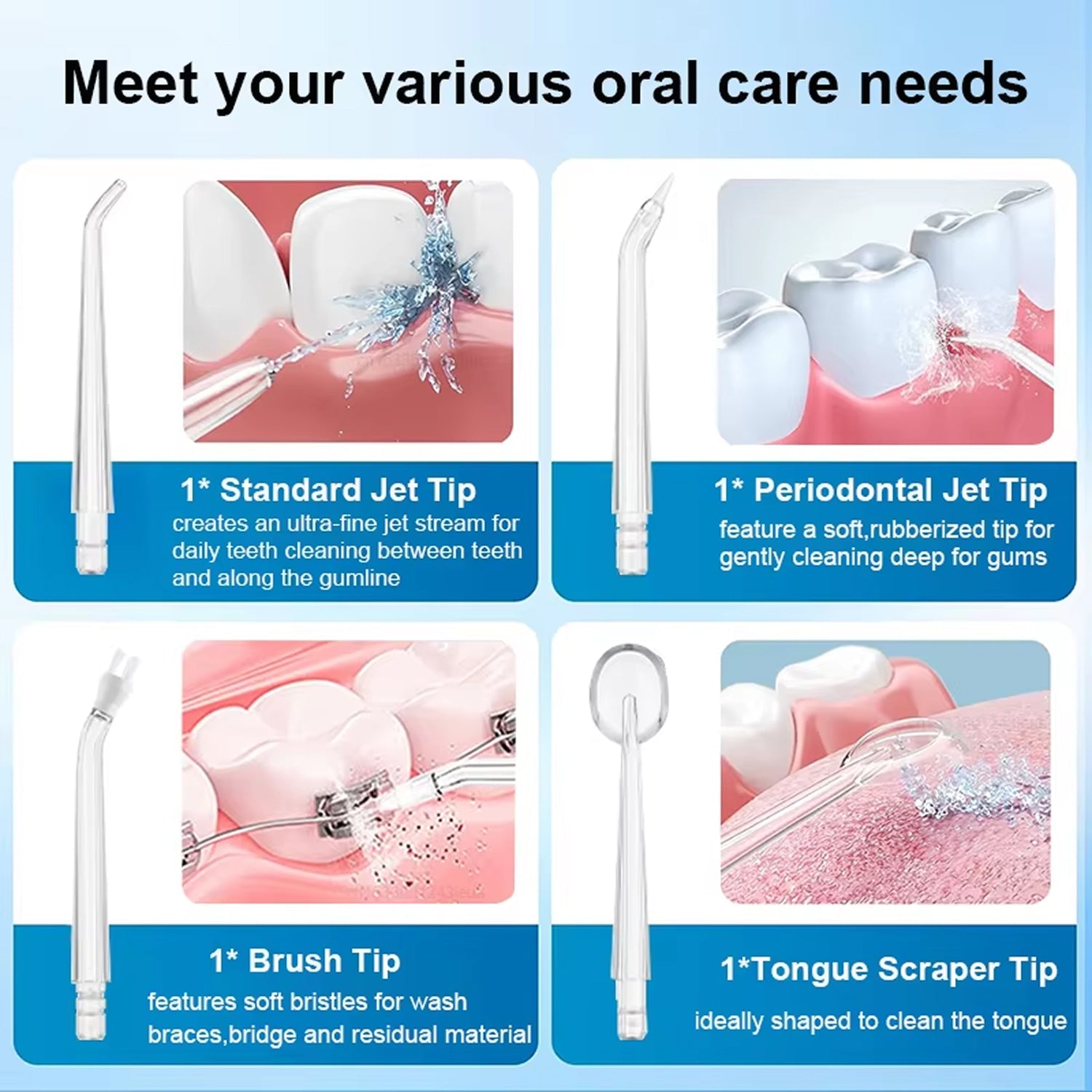 FloziWash Handheld Water Flosser 1600 Pulses 200ml Portable Oral Irrigator