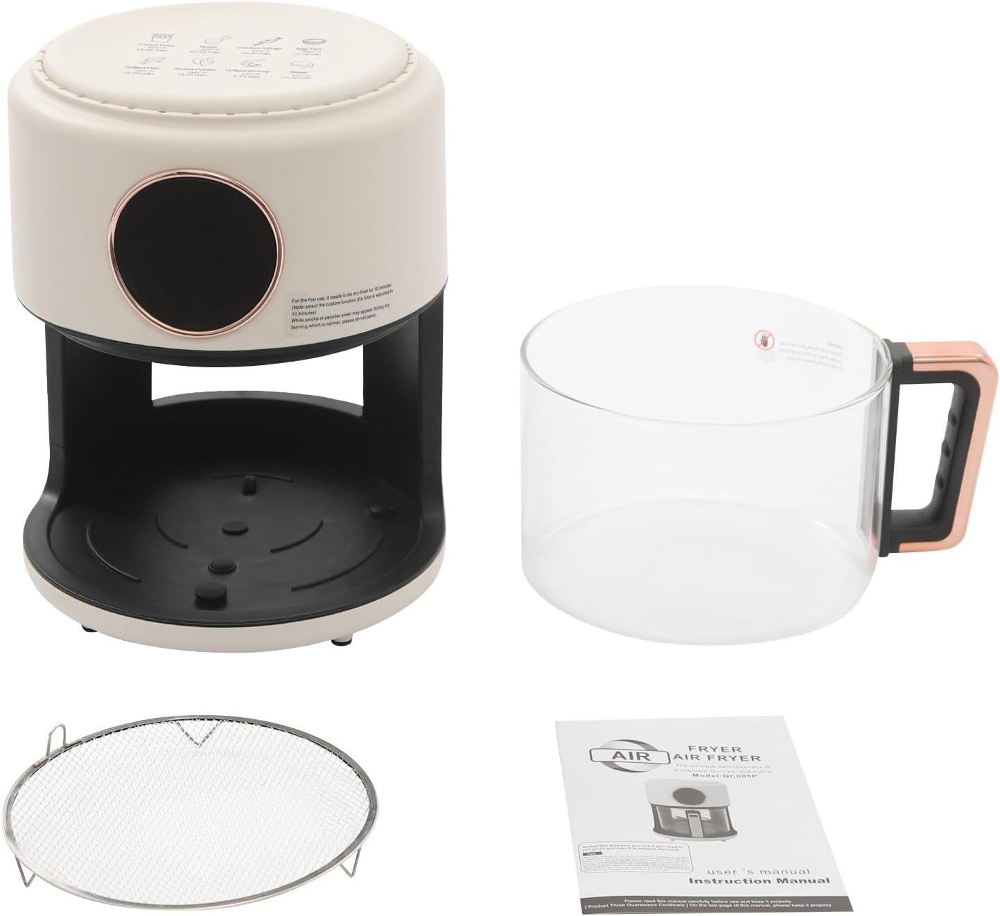 FrixAiry Non-Toxic Glass Air Fryer with 100% PFAS-Free Borosilicate Pot, 360° Visual Monitoring and 8 Cooking Presets