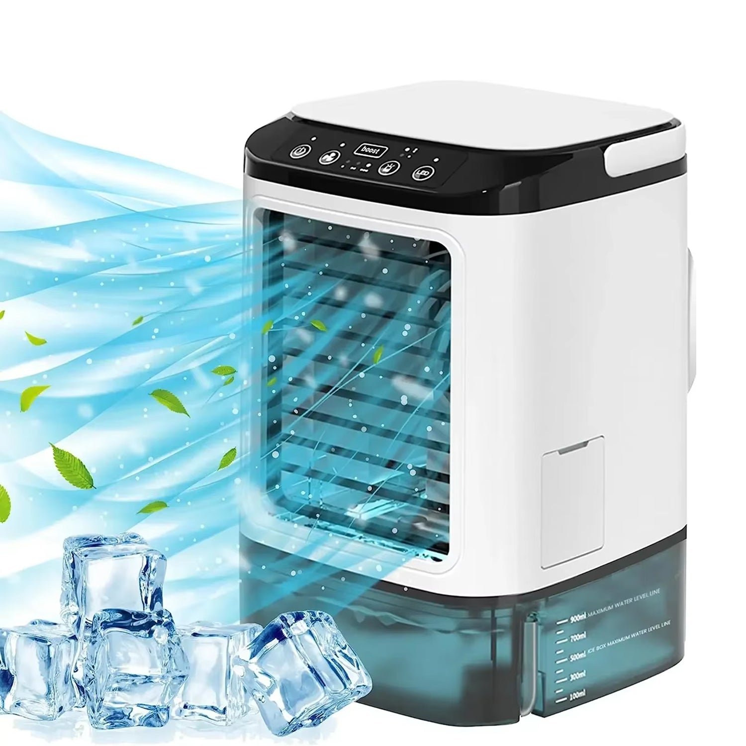 MintFesi Misting Fan 900mL Ice Compartment 10-in-1 Humidifier Quiet 35dB Portable Cooler
