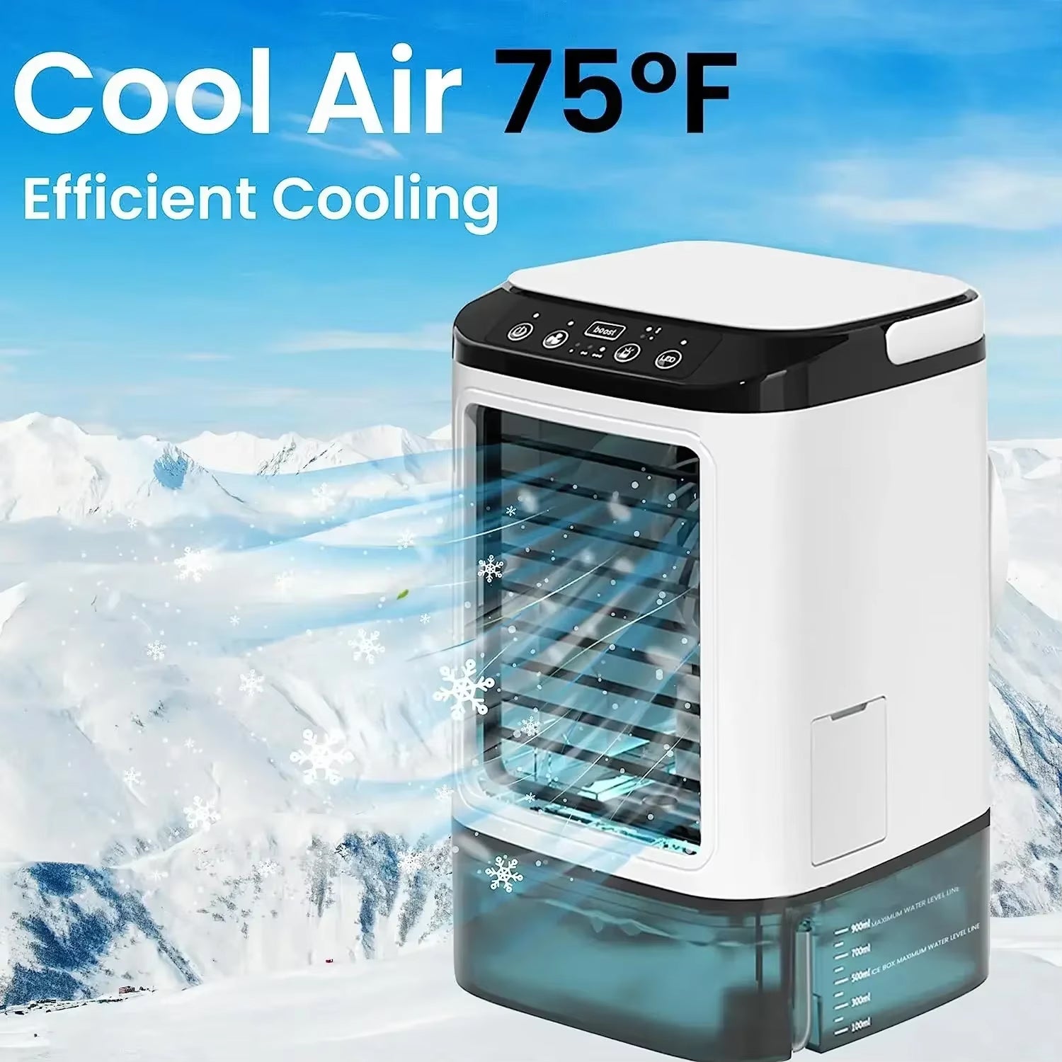 MintFesi Misting Fan 900mL Ice Compartment 10-in-1 Humidifier Quiet 35dB Portable Cooler
