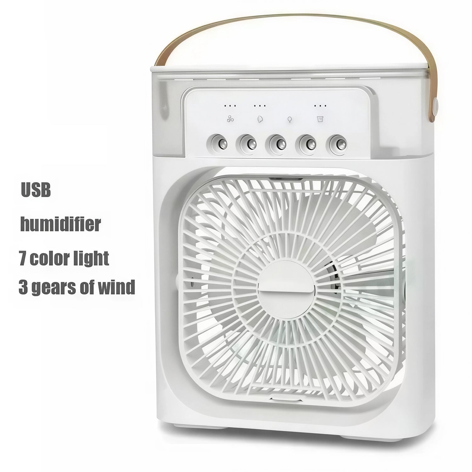 PuriXaco Portable Air Conditioner 600ml 3-in-1 Evaporative Cooler 3-Speed Mist Fan 7-Color LED