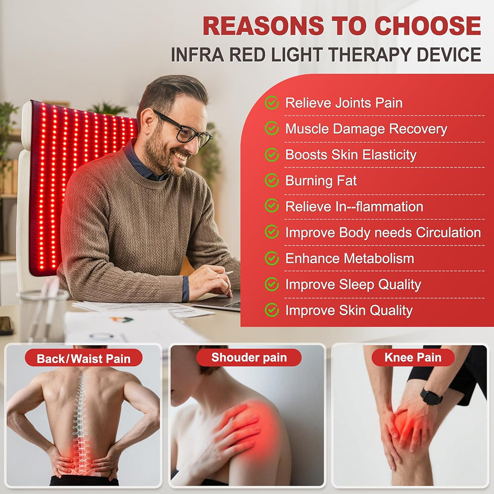SobiEnfra Red Light Therapy Heating Pad 660nm Dual-Wavelength 360 LEDs for Pain Relief