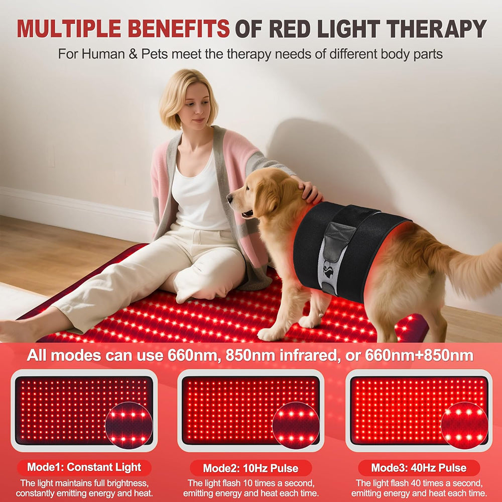 SobiEnfra Red Light Therapy Heating Pad 660nm Dual-Wavelength 360 LEDs for Pain Relief
