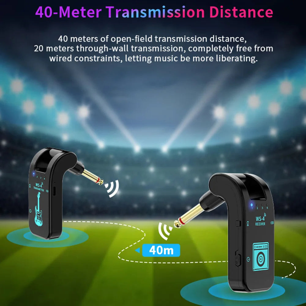 InsMazid Wireless Guitar Transmitter Receiver 40m Range 48K HD Audio for Electric Guitar & Bass
