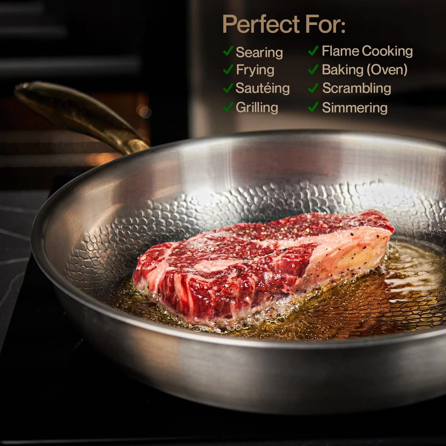 NoviApex Pure Titanium Skillet Pan 12 Inch Non-Stick Hammered Cookware Pan