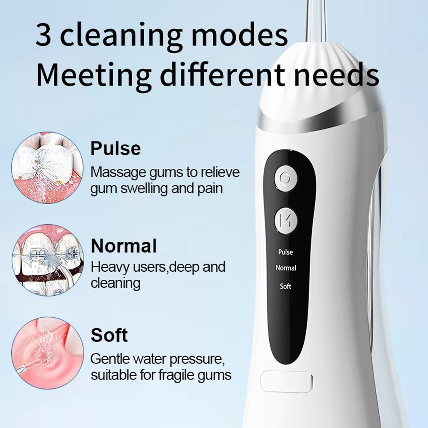 FloziWash Handheld Water Flosser 1600 Pulses 200ml Portable Oral Irrigator