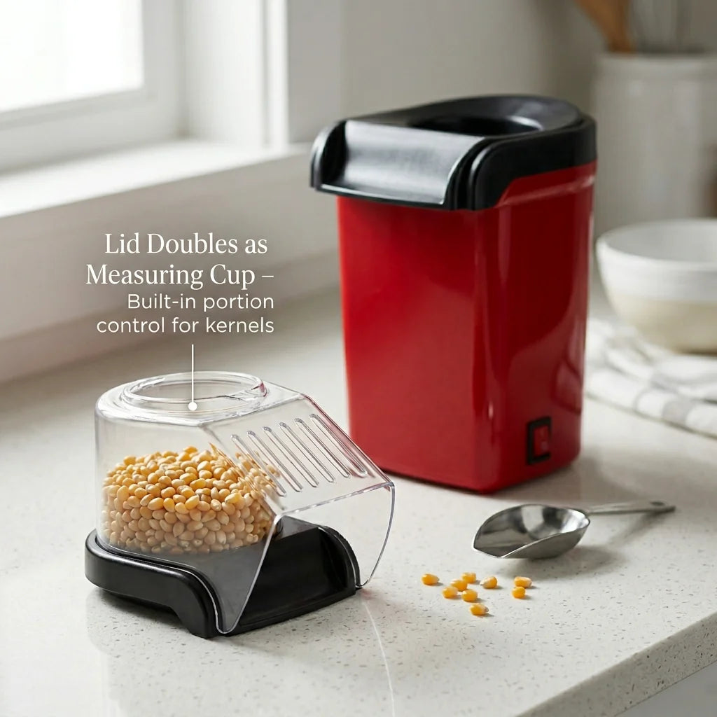 EaziCrisp Hot Air Popcorn Popper - 99% High Efficiency Oil-Free Popcorn Maker, Under 3 Minutes Fast Popping