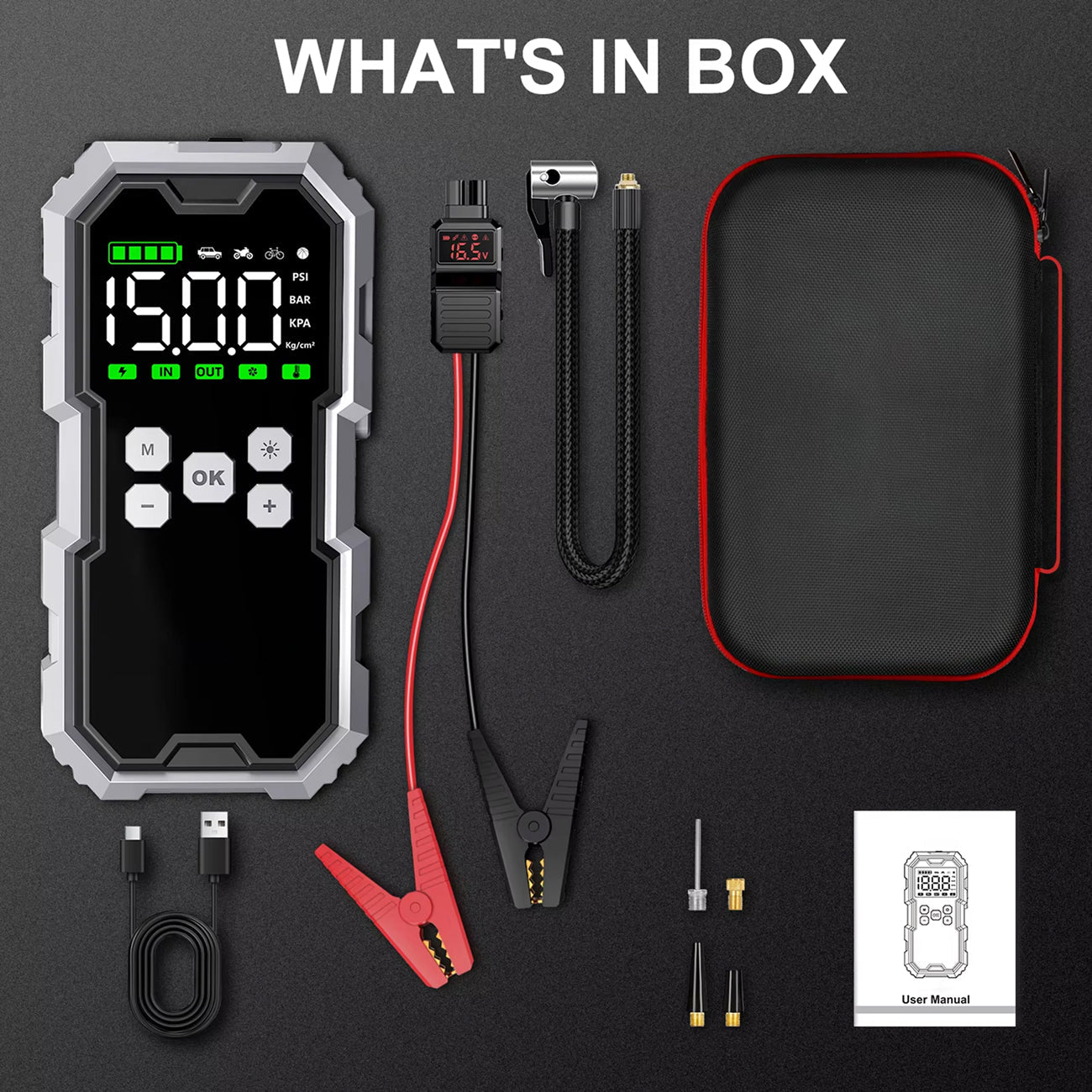 StartZapo V2 7000A Jump Starter with 150 PSI Air Compressor and 26,800mAh Battery