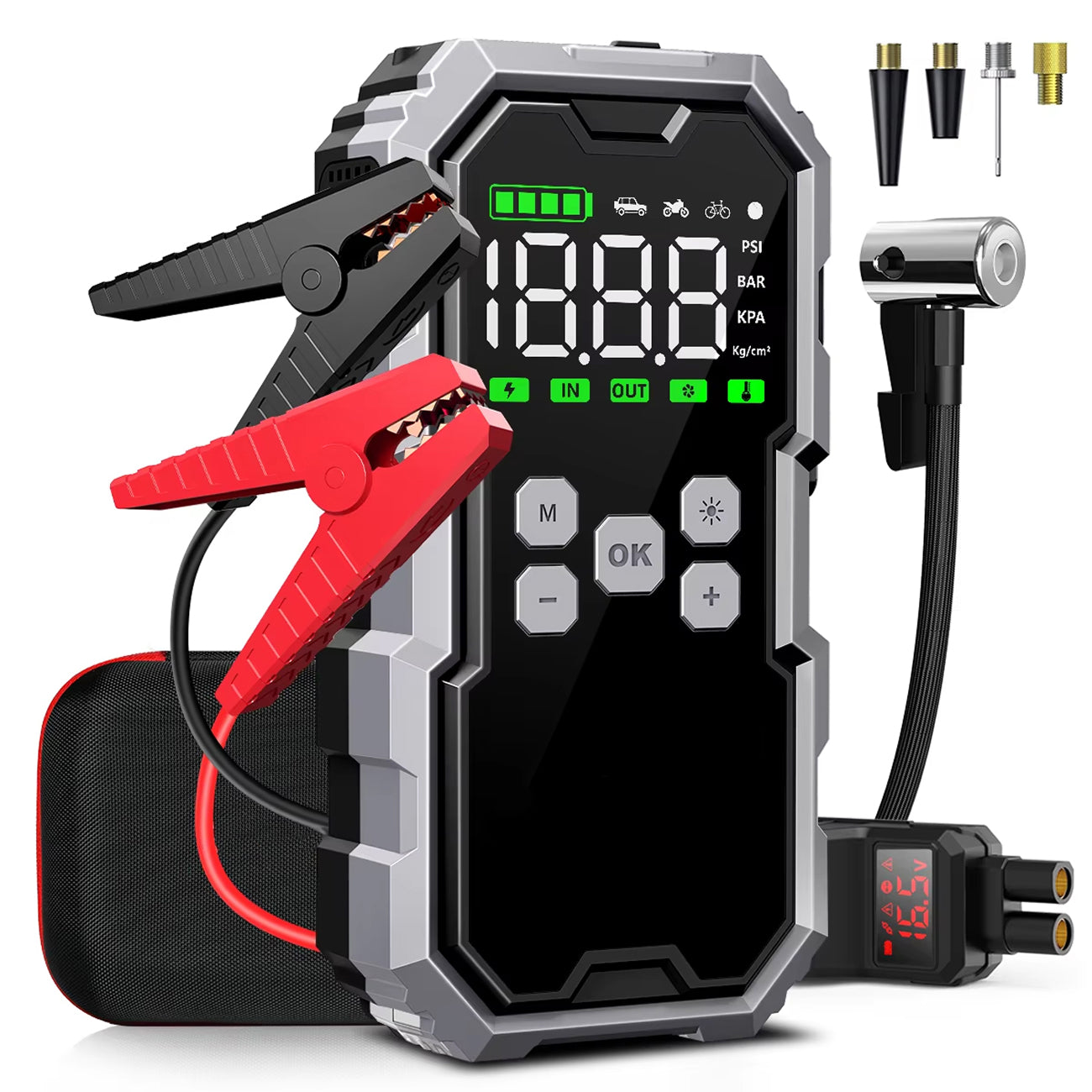 StartZapo V2 7000A Jump Starter with 150 PSI Air Compressor and 26,800mAh Battery