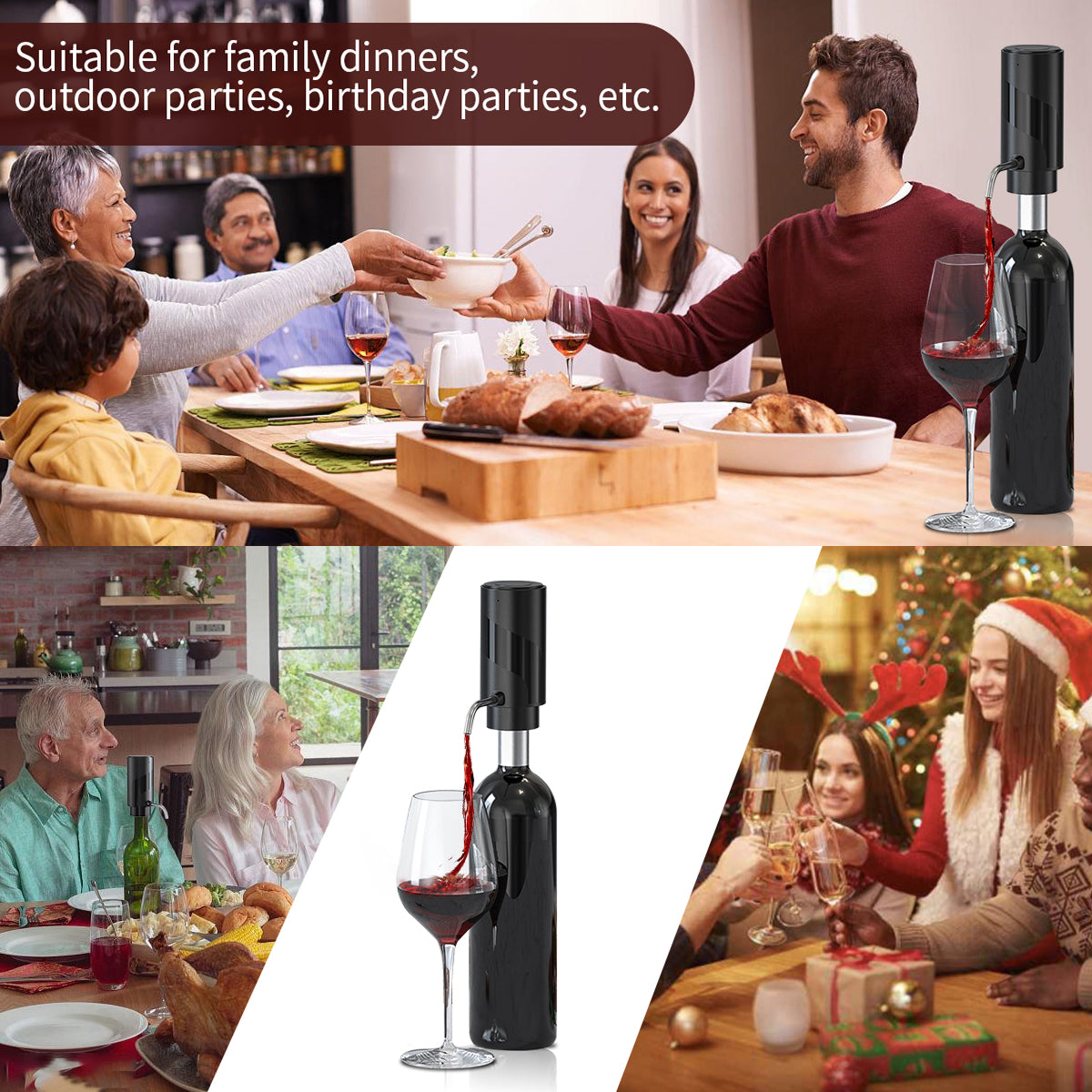 AciWemi Electric Wine Aerator and Pourer with USB Type-C Charging, Instant 20-Minute Decanting Effect and 30-Bottle Battery Life