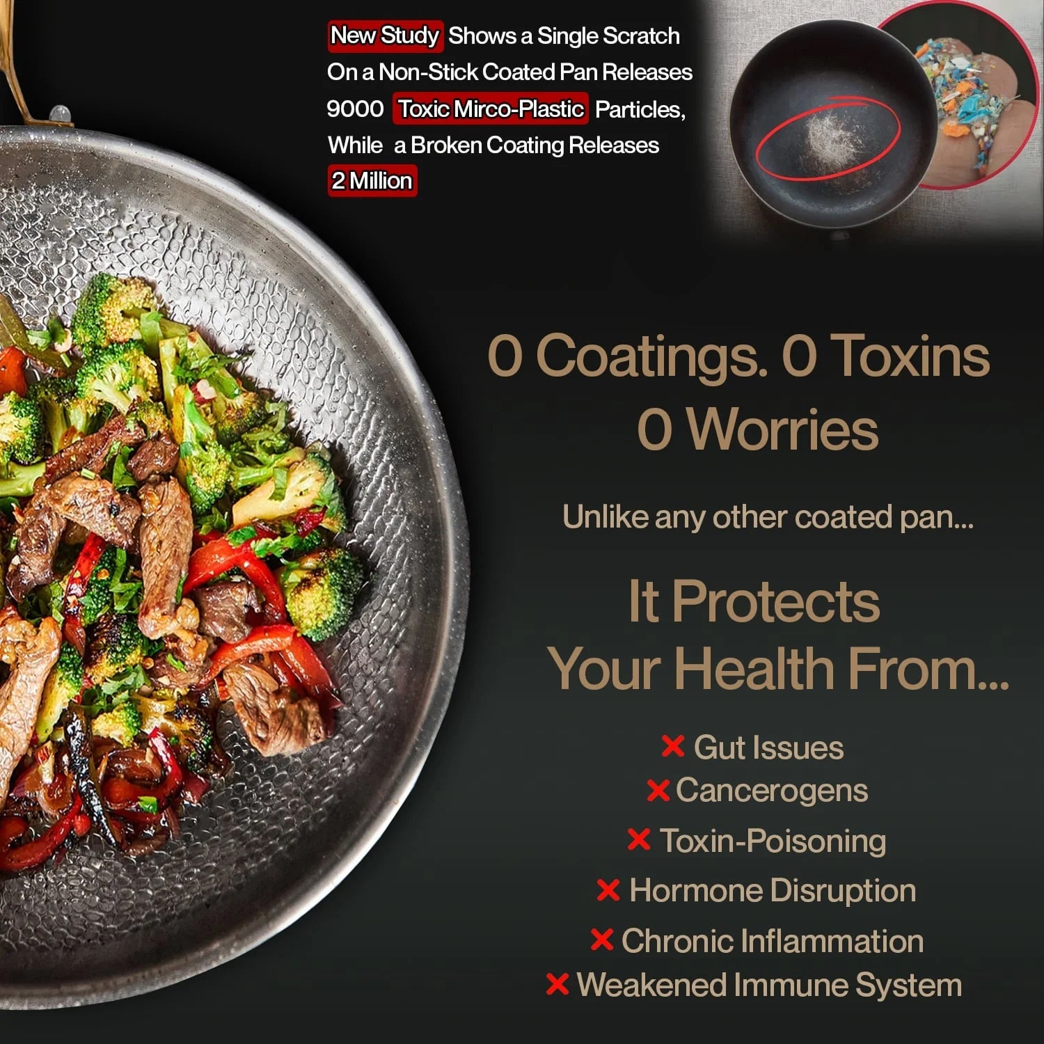 NoviApex Pure Titanium Skillet Pan 12 Inch Non-Stick Hammered Cookware Pan