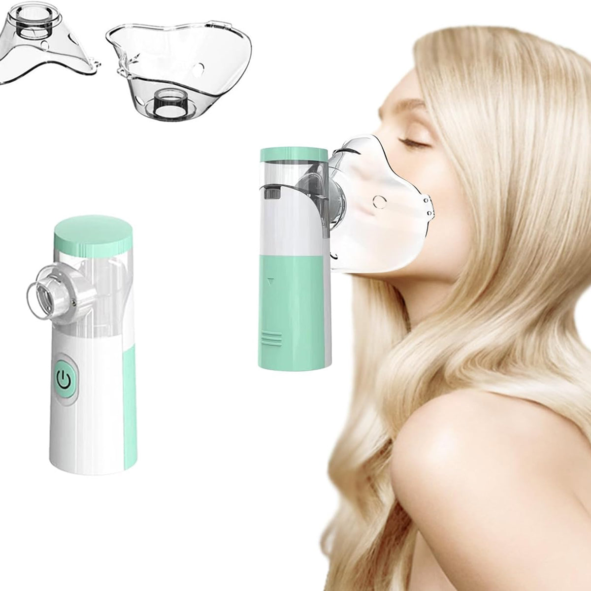 AeroEzex Portable Mesh Nebulizer - Whisper-Quiet (<25dB), 1-3 Micron Fine Mist, 45° Leak-Proof