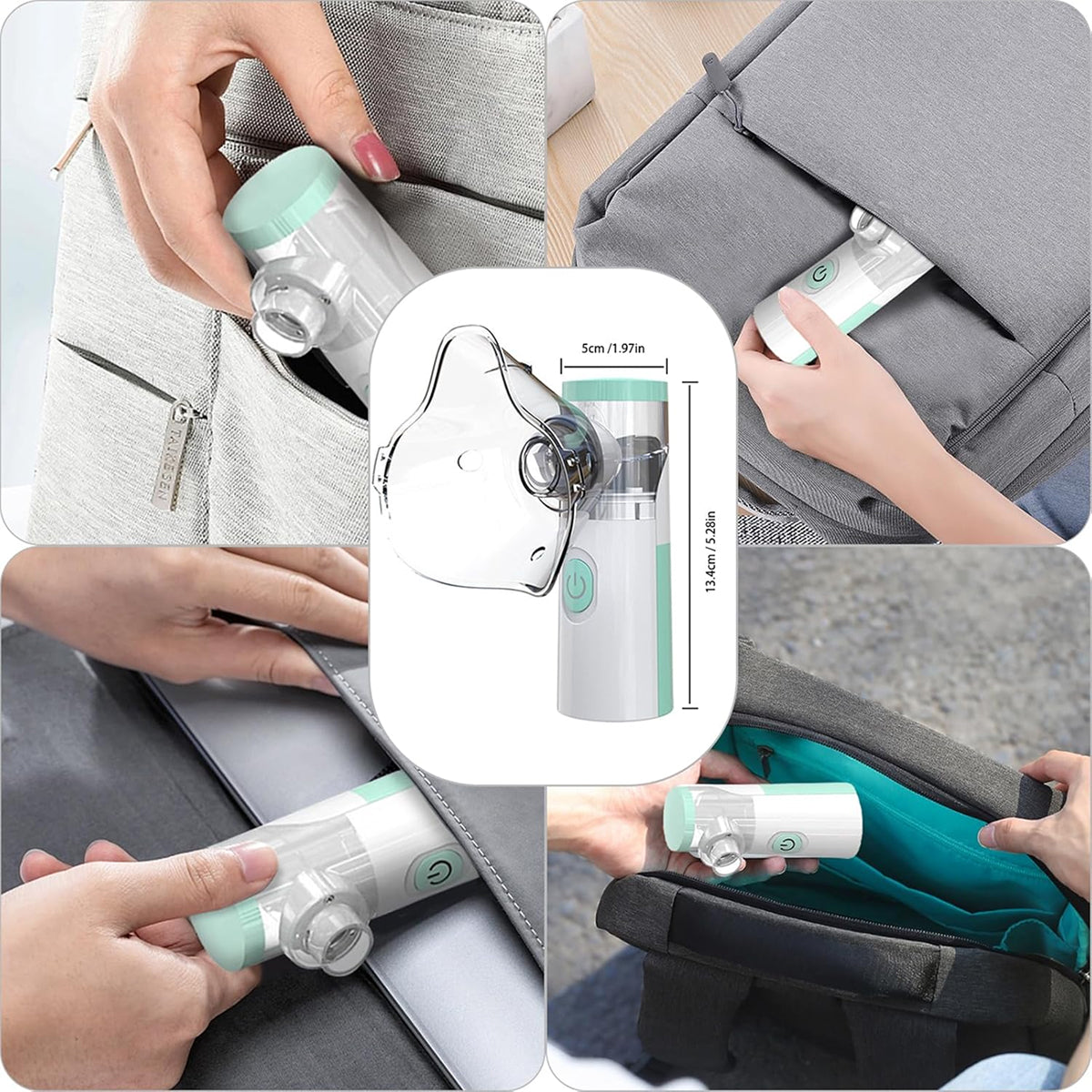 AeroEzex Portable Mesh Nebulizer - Whisper-Quiet (<25dB), 1-3 Micron Fine Mist, 45° Leak-Proof