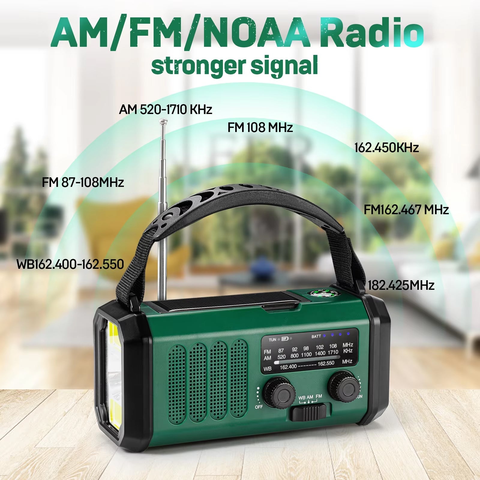 AlertWavi Emergency Weather Radio 10000mAh NOAA Solar Hand Crank Crank Power Bank