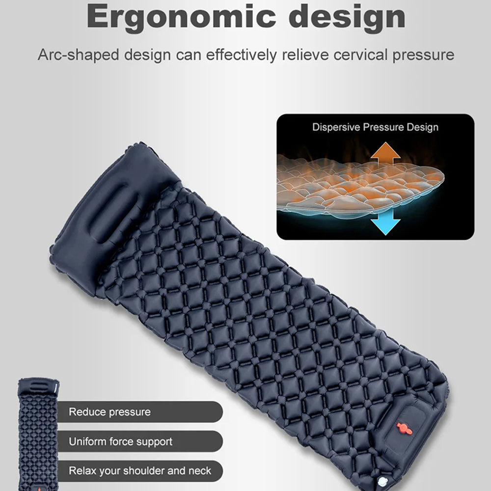 BaSlipix Backpacking Sleeping Pad with Integrated Foot Pump and Built-in Pillow