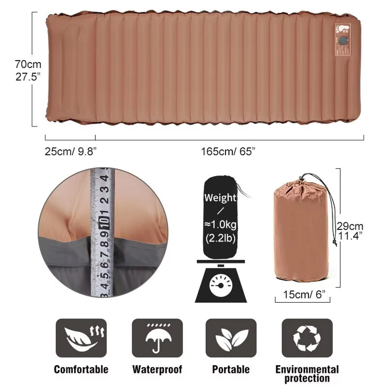 CapixMat Camping Mattress 10cm Thick Sleeping Pad with Foot Pump and Splicing Buttons