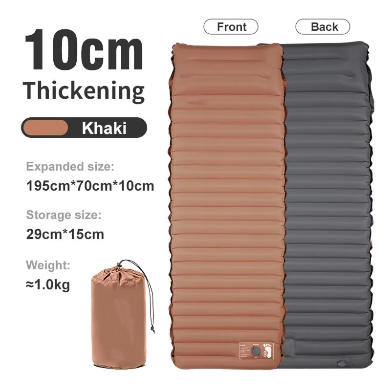 CapixMat Camping Mattress 10cm Thick Sleeping Pad with Foot Pump and Splicing Buttons