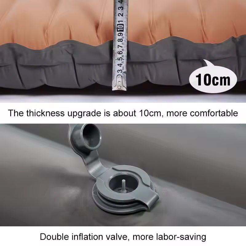 CoziVixy 10cm Extra-Thick Sleeping Pad with Integrated Foot Pump and 16cm Built-in Pillow