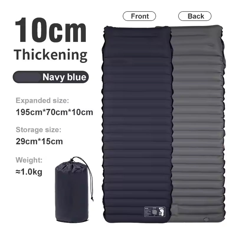 CoziVixy 10cm Extra-Thick Sleeping Pad with Integrated Foot Pump and 16cm Built-in Pillow