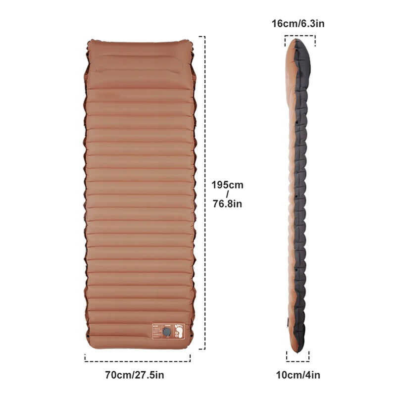 CoziVixy 10cm Extra-Thick Sleeping Pad with Integrated Foot Pump and 16cm Built-in Pillow