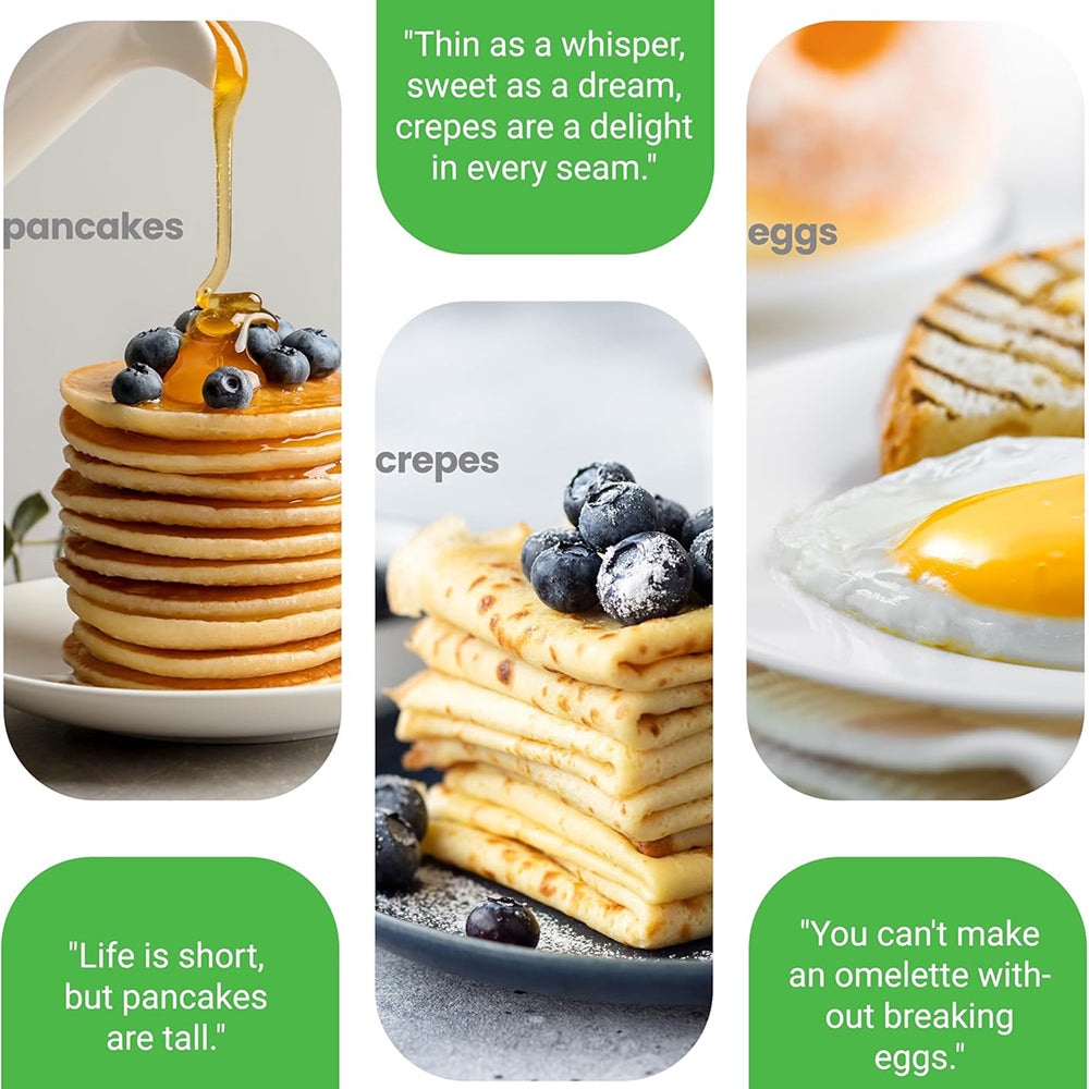CrepiLik 8-Inch Electric Crepe Maker with 800W Rapid Heating, Automatic Temperature Control and Non-Stick Dipping Design