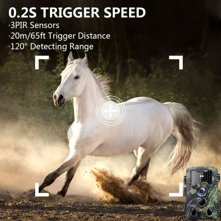 DerixCam Wildlife Camera 58MP 2.7K HD 0.2s Trigger Speed 65ft Night Vision IP66