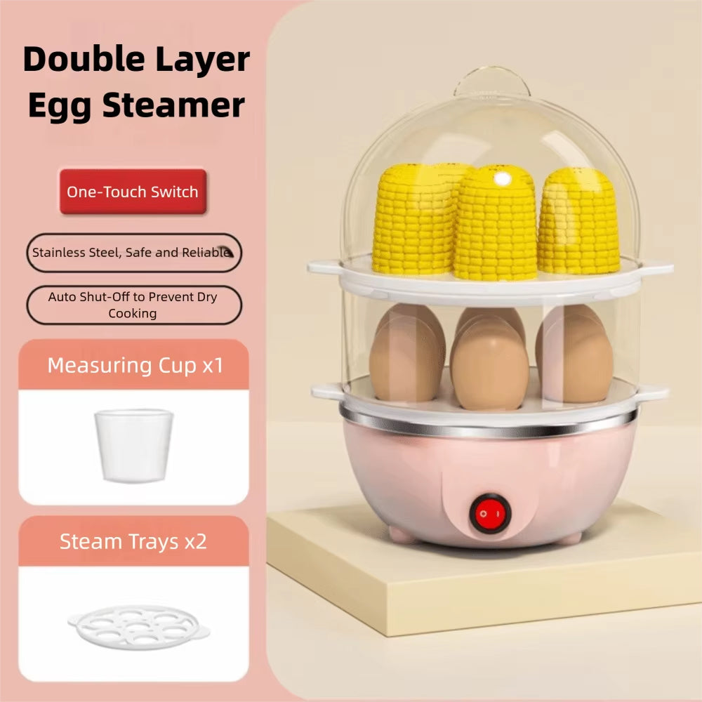 EgiMikix Dual-Layer Electric Egg Cooker with 14-Egg Capacity, Automatic Shut-Off and BPA-Free Steam Technology