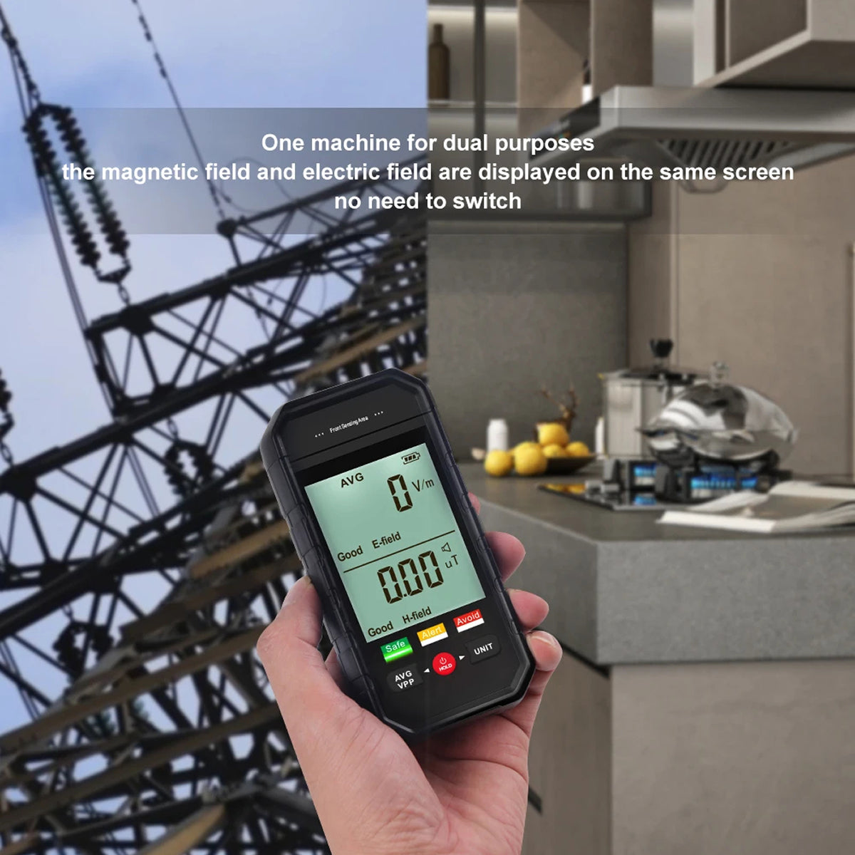 EmixKiv EMF Meter 5G/WiFi Radiation Detector with 3-inch LCD and Dual-Field Alarm