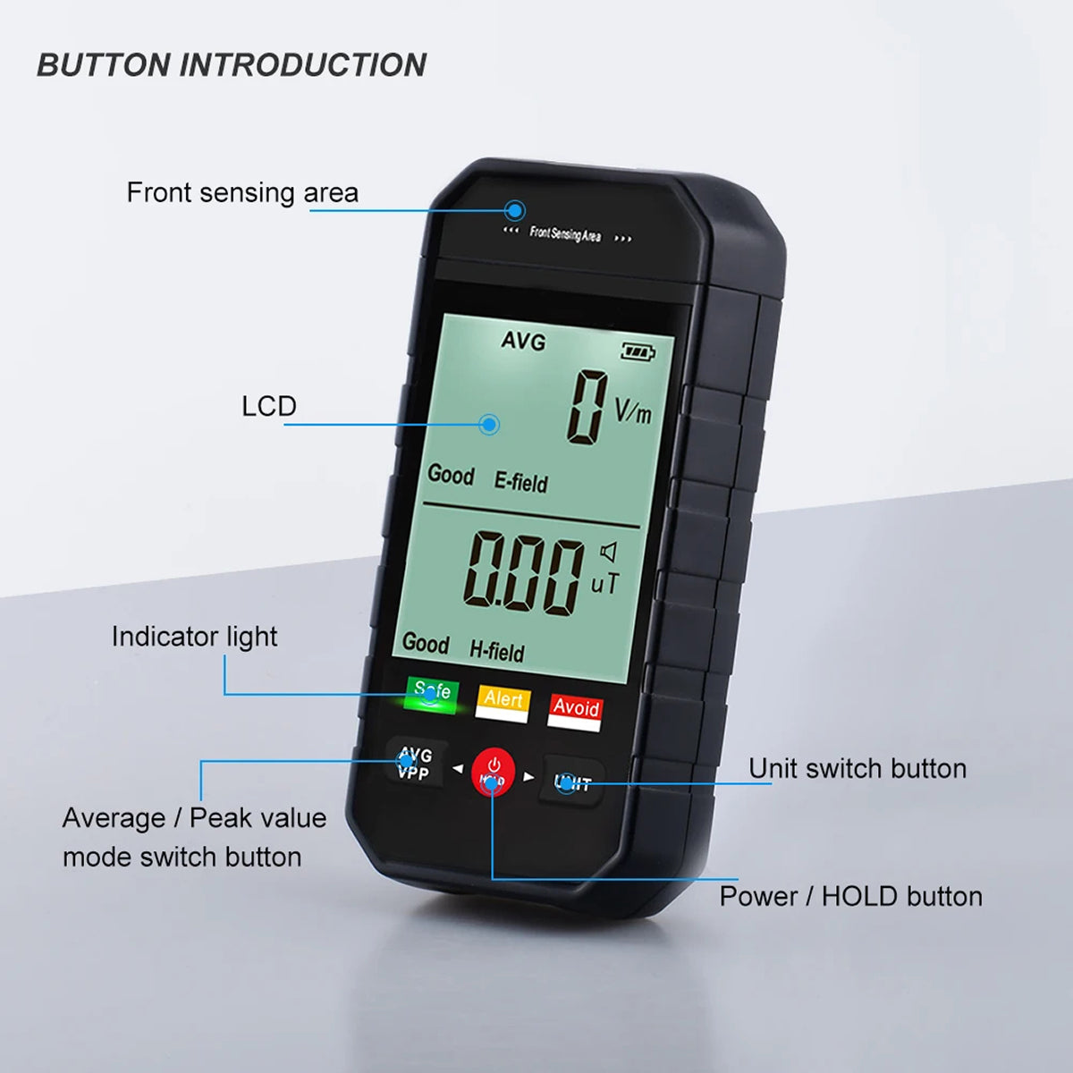 EmixKiv EMF Meter 5G/WiFi Radiation Detector with 3-inch LCD and Dual-Field Alarm