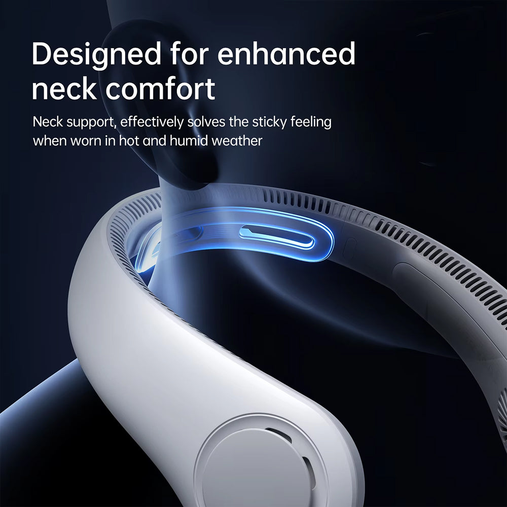 FaniWixe Neck Fan 5-Speed Bladeless 5000mAh Battery 16.5H Runtime 360° Cooling for Travel