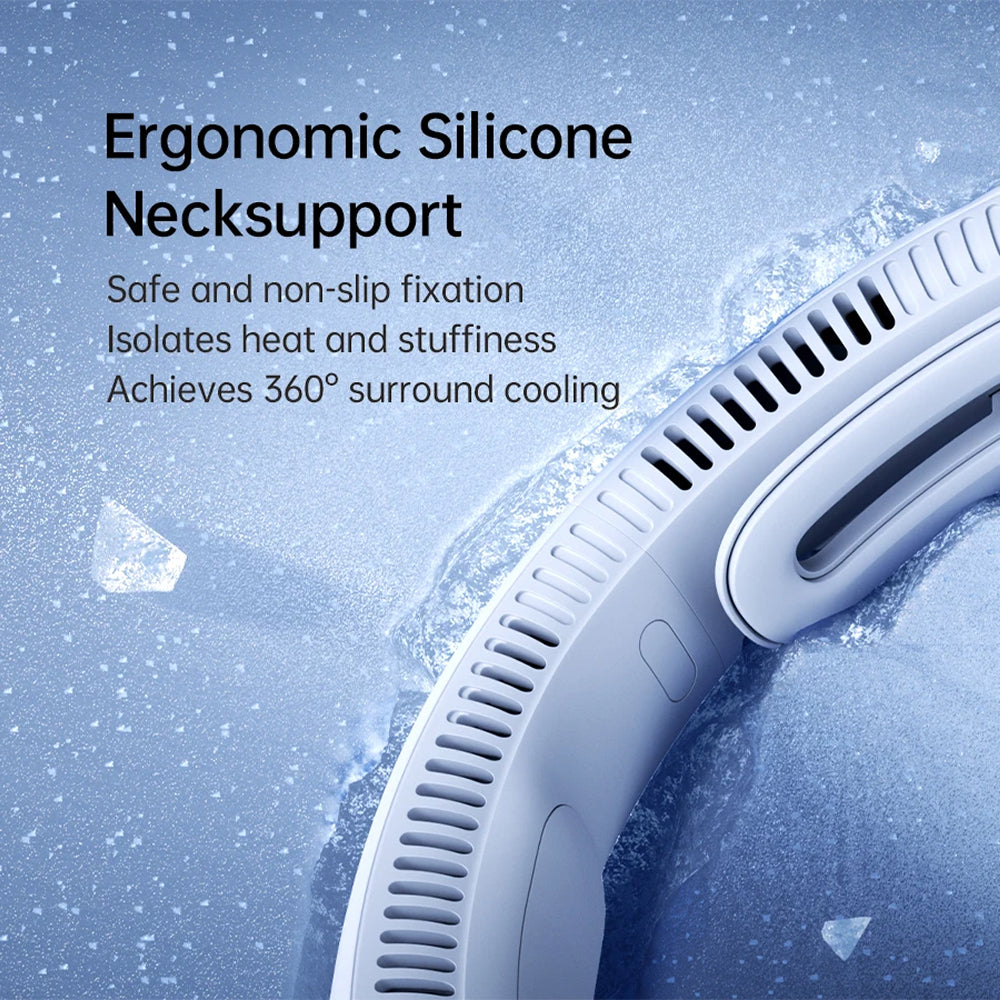FaniWixe Neck Fan 5-Speed Bladeless 5000mAh Battery 16.5H Runtime 360° Cooling for Travel