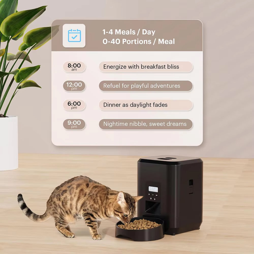 BostFoni Smart Automatic Cat Feeder with 10 Daily Meal Schedules, App Notifications and Anti-Jam Rotor System