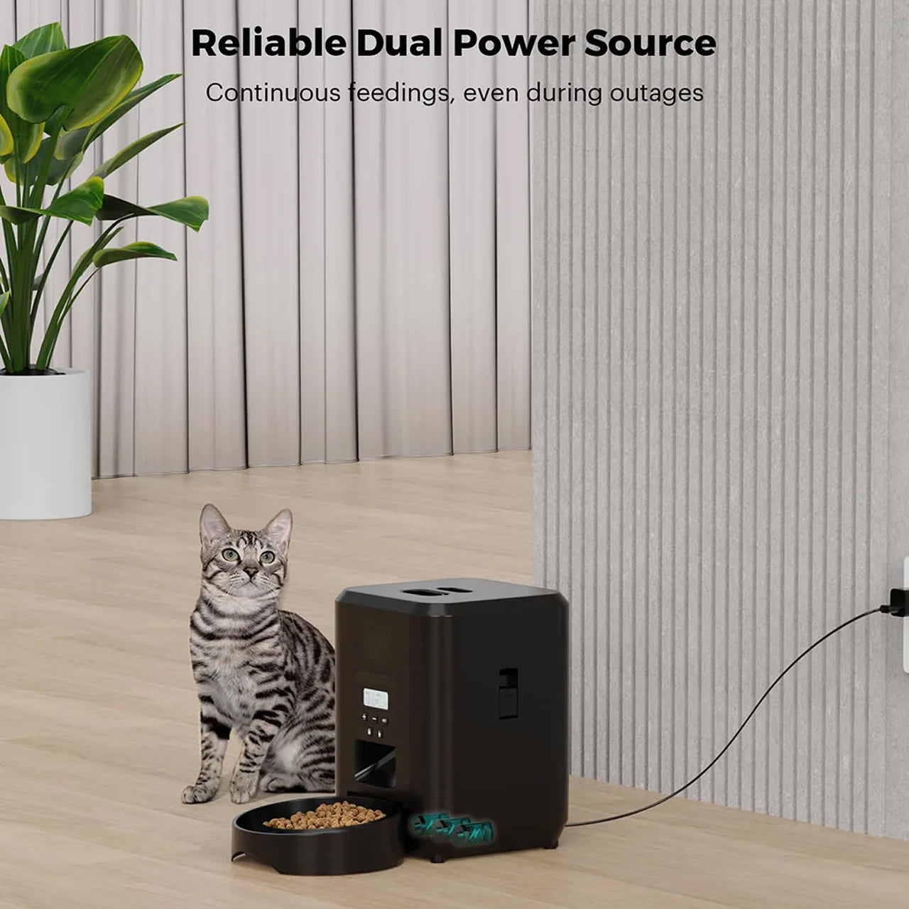 BostFoni Smart Automatic Cat Feeder with 10 Daily Meal Schedules, App Notifications and Anti-Jam Rotor System