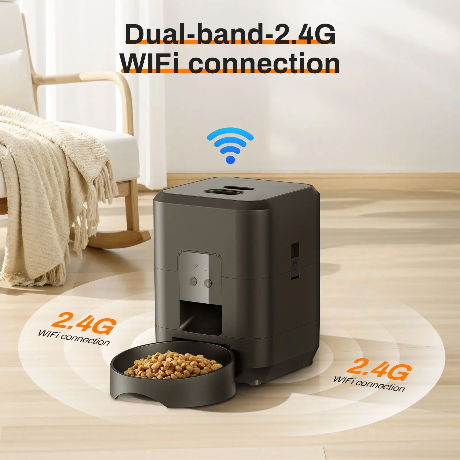 BostFoni Smart Automatic Cat Feeder with 10 Daily Meal Schedules, App Notifications and Anti-Jam Rotor System