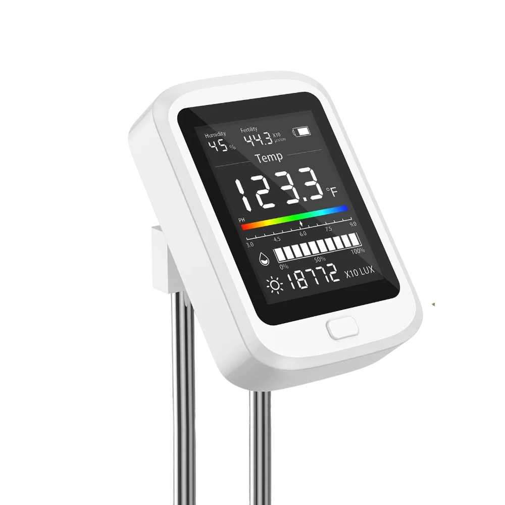 FizoMast 6-in-1 Soil Moisture Meter with 90° Rotatable HD Color Screen and Fertility Tester