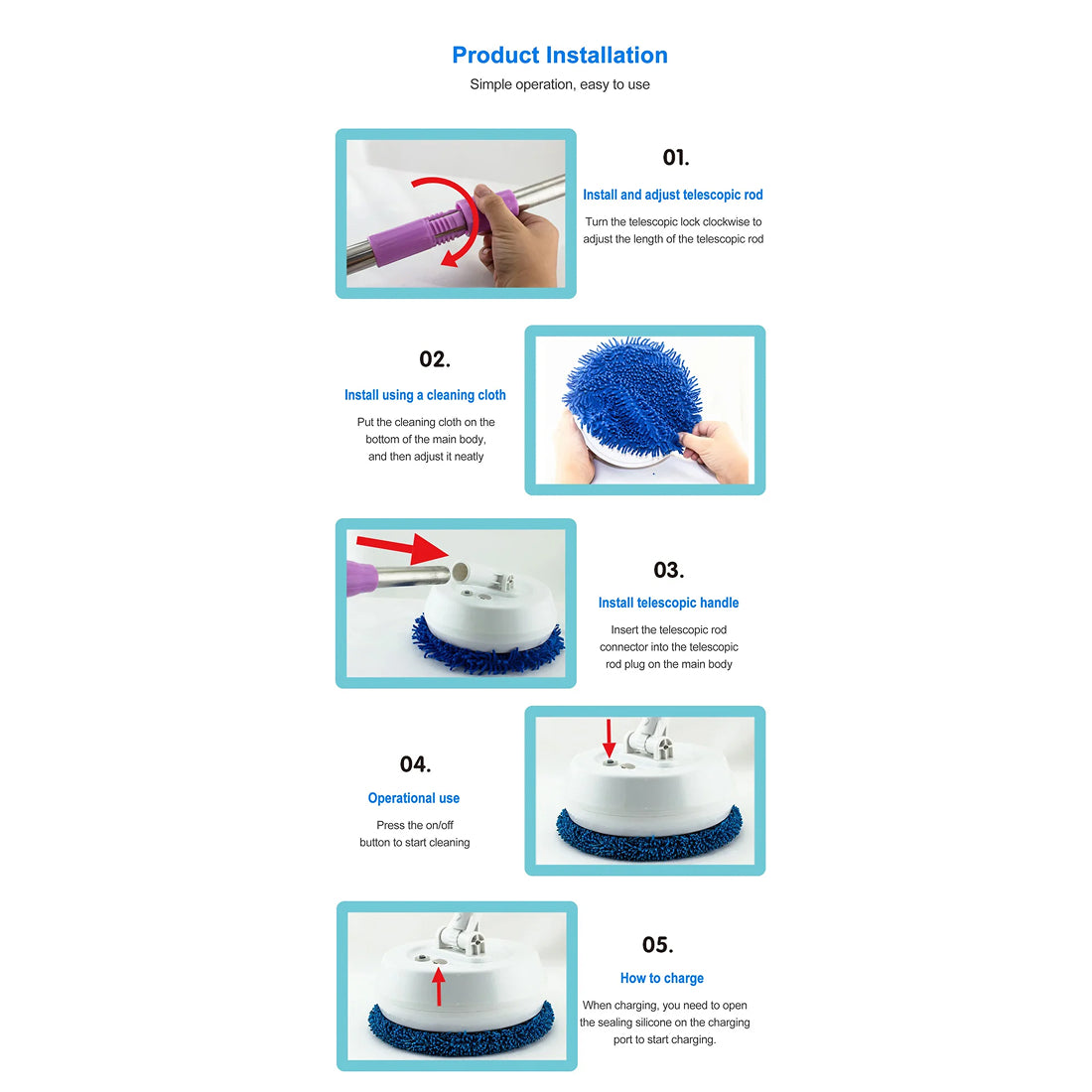 FlasiWipe Wireless Electric Mop 2-in-1 Wet Dry Cordless Floor Window Cleaner