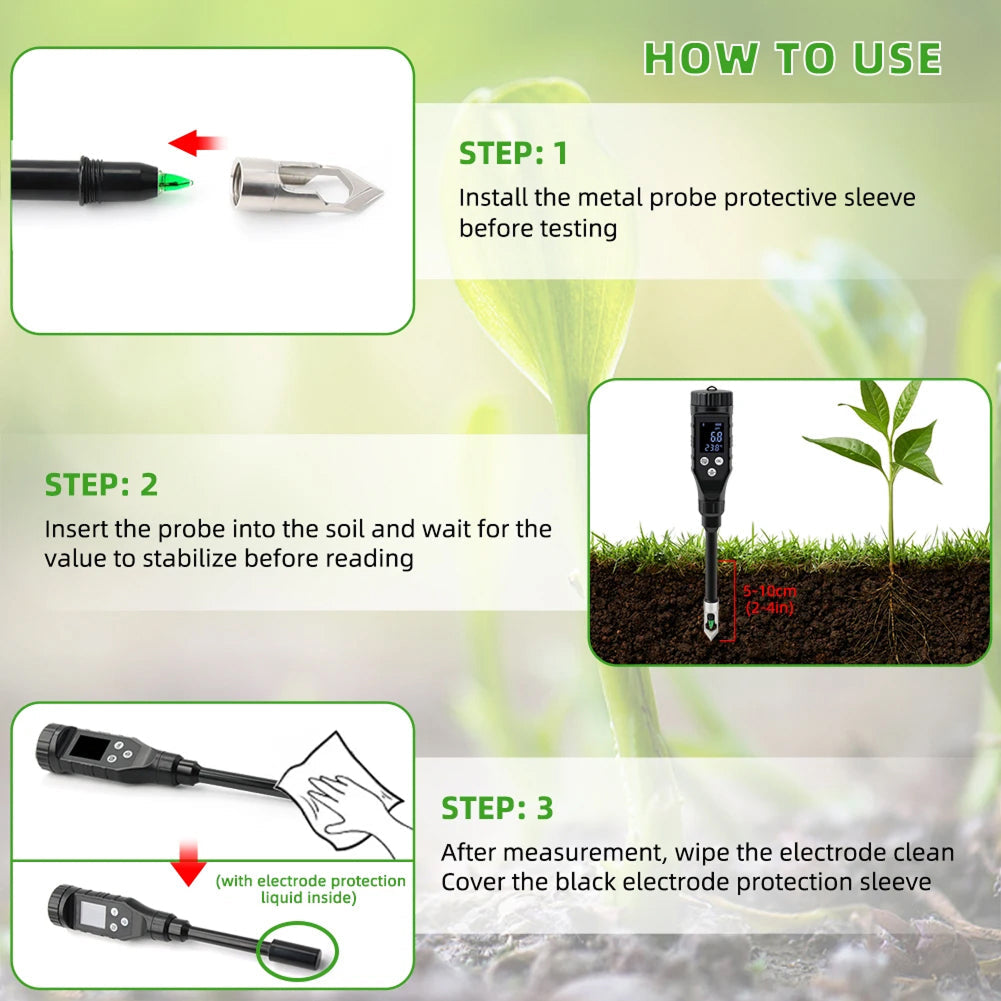 FonaWise Bluetooth Soil pH Meter Laboratory-Grade ±0.1 Accuracy with Data Logging