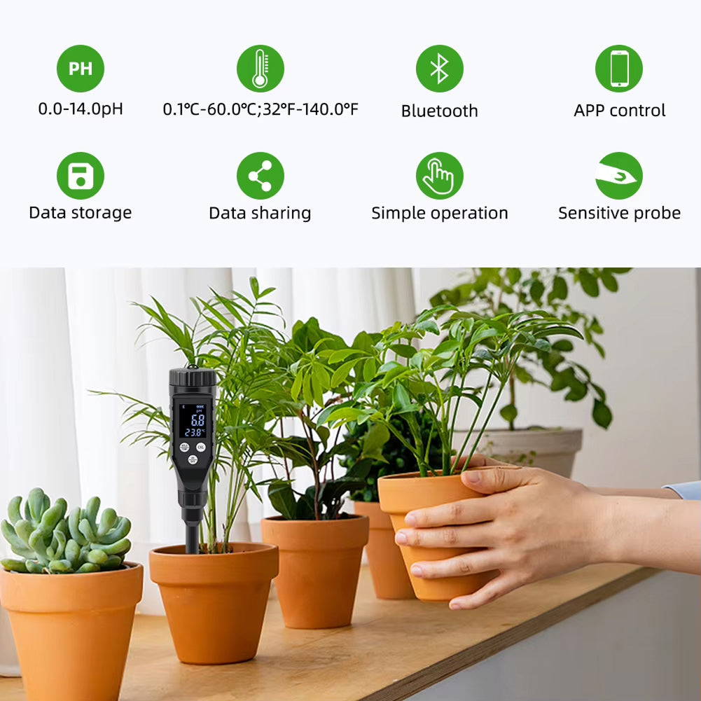 FonaWise Bluetooth Soil pH Meter Laboratory-Grade ±0.1 Accuracy with Data Logging