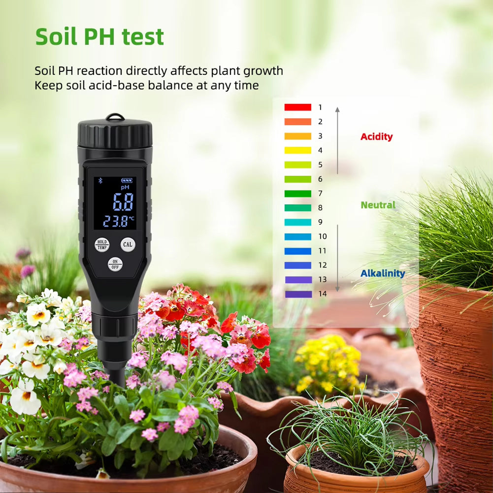 FonaWise Bluetooth Soil pH Meter Laboratory-Grade ±0.1 Accuracy with Data Logging