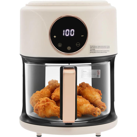 FrixAiry Non-Toxic Glass Air Fryer with 100% PFAS-Free Borosilicate Pot, 360° Visual Monitoring and 8 Cooking Presets