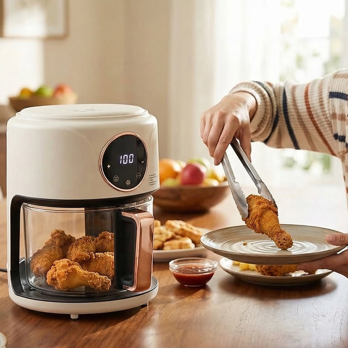 FrixAiry Non-Toxic Glass Air Fryer with 100% PFAS-Free Borosilicate Pot, 360° Visual Monitoring and 8 Cooking Presets