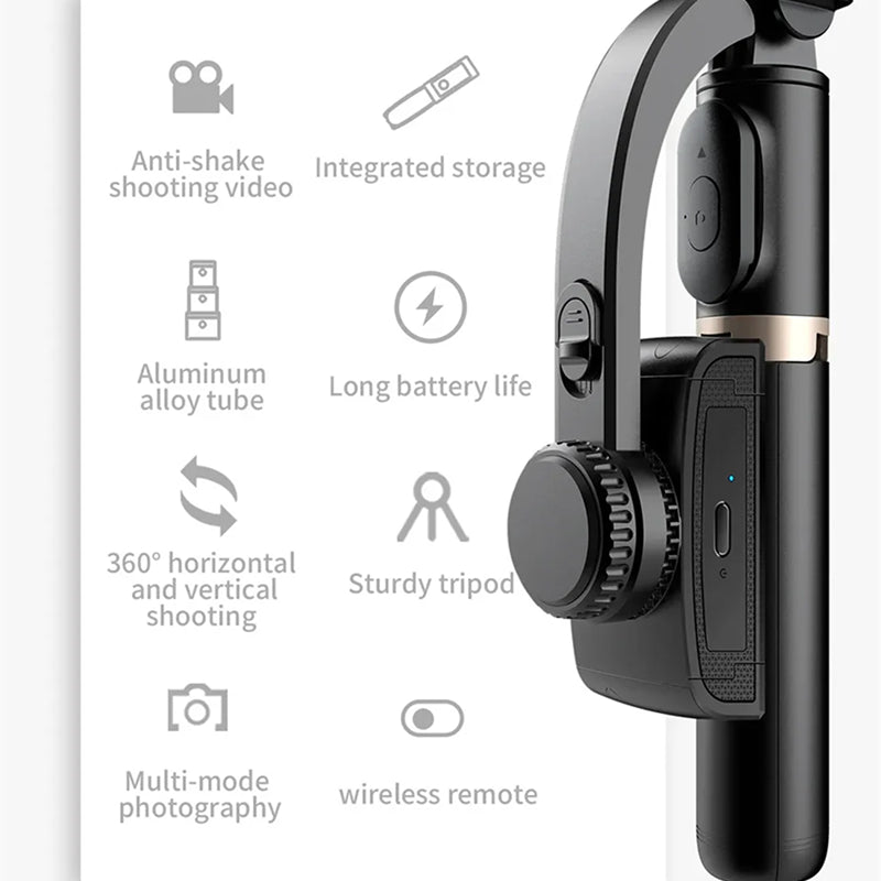 GimiLaxi Gimbal for iPhone - 200g Ultra-Lightweight Smart Anti-Shake Stabilizer with Integrated Tripod, 360° Rotation
