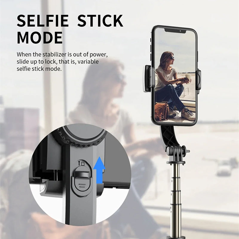 GimiLaxi Gimbal for iPhone - 200g Ultra-Lightweight Smart Anti-Shake Stabilizer with Integrated Tripod, 360° Rotation