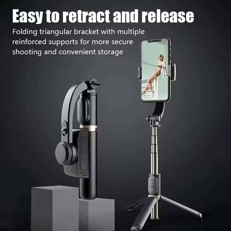 GimiLaxi Gimbal for iPhone - 200g Ultra-Lightweight Smart Anti-Shake Stabilizer with Integrated Tripod, 360° Rotation