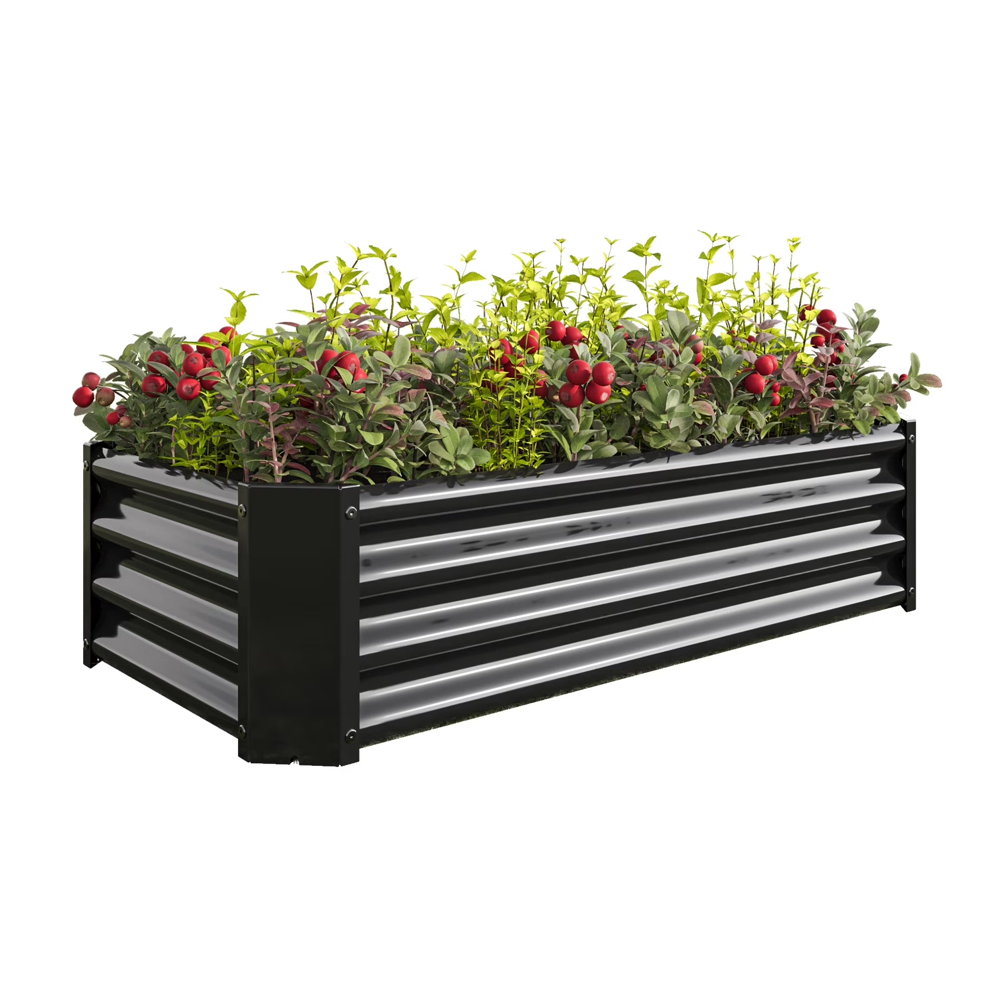 GoxiVamin Raised Garden Bed Galvanized Steel Planter Box with Safety Edges & Support Bars