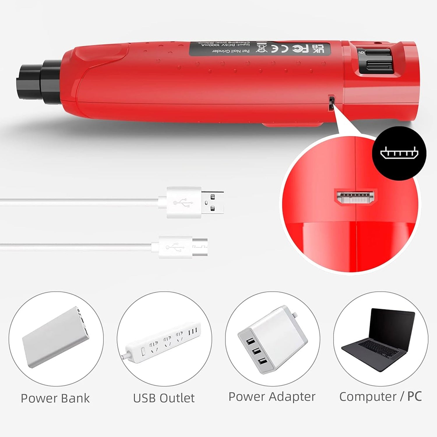GrindyPex Dog Nail Grinder with Dual LED Lights - 6-Speed Powerful Motor Quiet Rechargeable