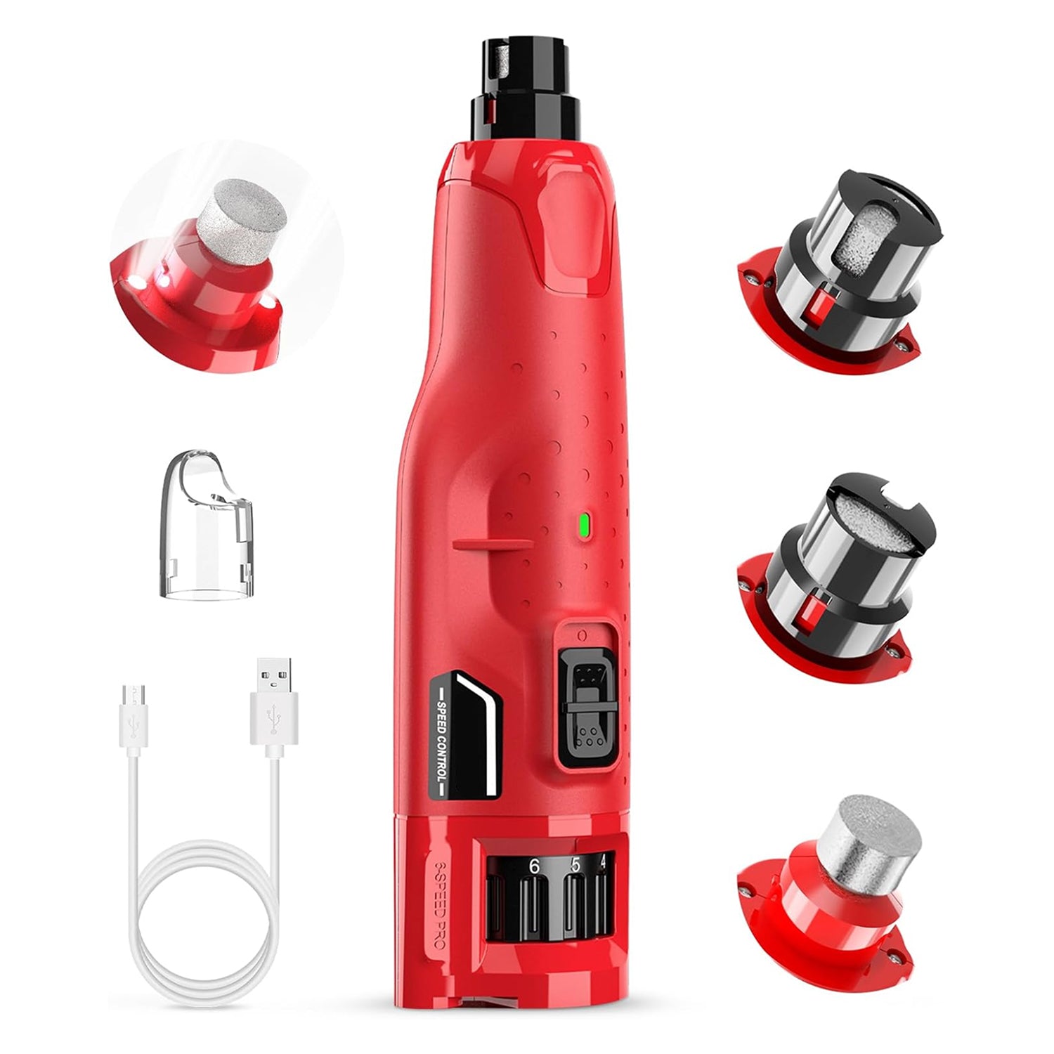 GrindyPex Dog Nail Grinder with Dual LED Lights - 6-Speed Powerful Motor Quiet Rechargeable