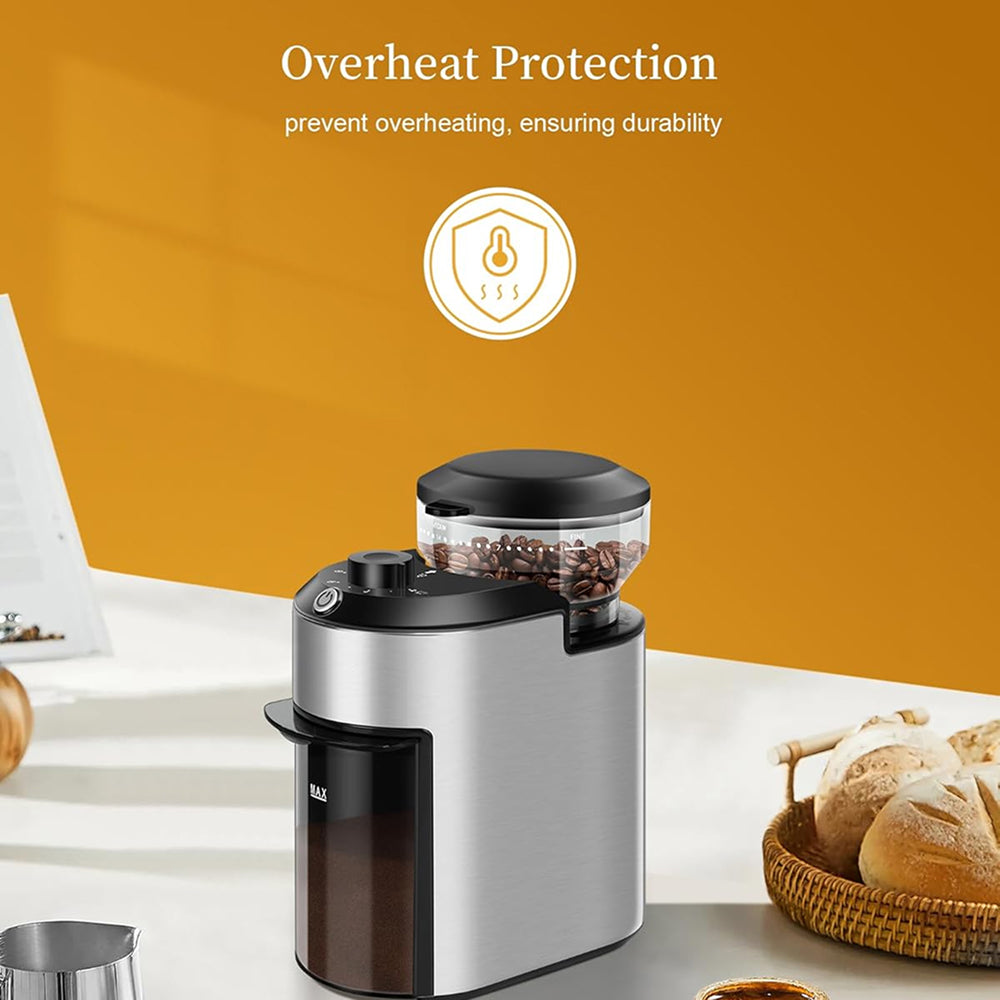 GrixFeni Precision Burr Coffee Grinder with 28 Grind Settings, Anti-Static Technology and 2–12 Cup Adjustable Capacity